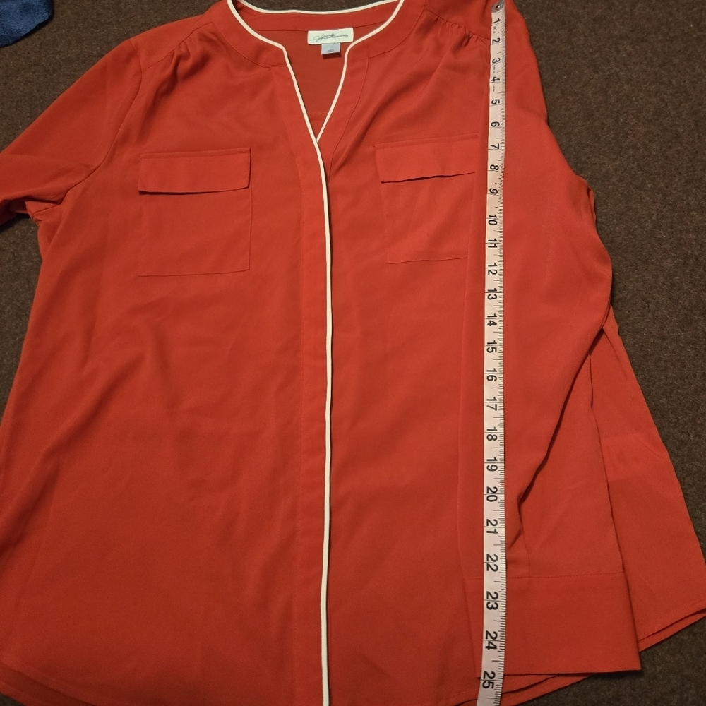 Jacklyn Smith Long Sleeve Button Up Red Casual Top Size Large 2017 Collection - Picture 8 of 10